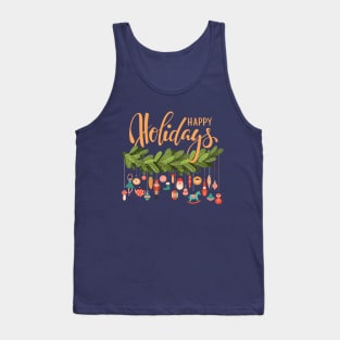 Vintage Christmas ornaments Happy Holidays Tank Top